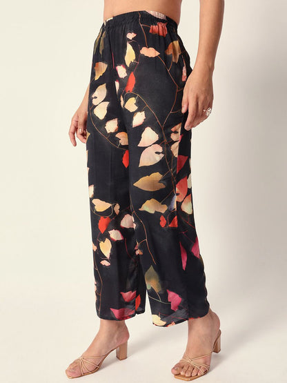 Dhiyona IS Women's Floral Printed Square Neck Sequinned Kaftan Kurta With Trousers