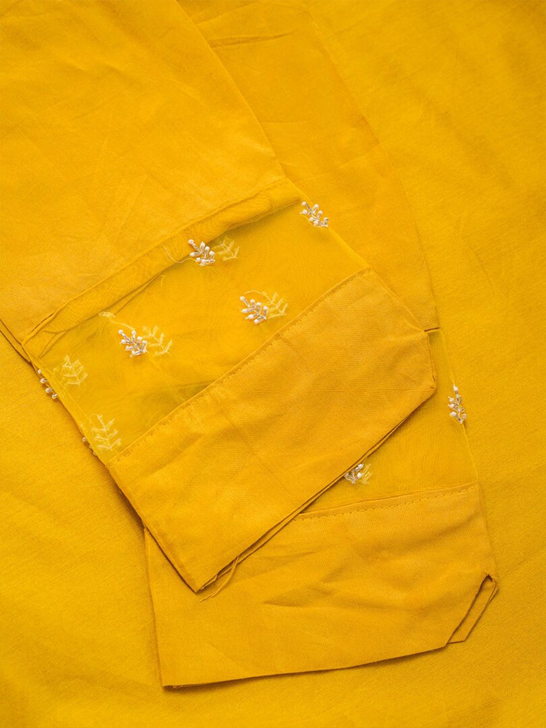 Dhiyona IS Women's Ethnic Motifs Yoke Design Mirror Work Chanderi Cotton Kurta with Trousers & Dupatta