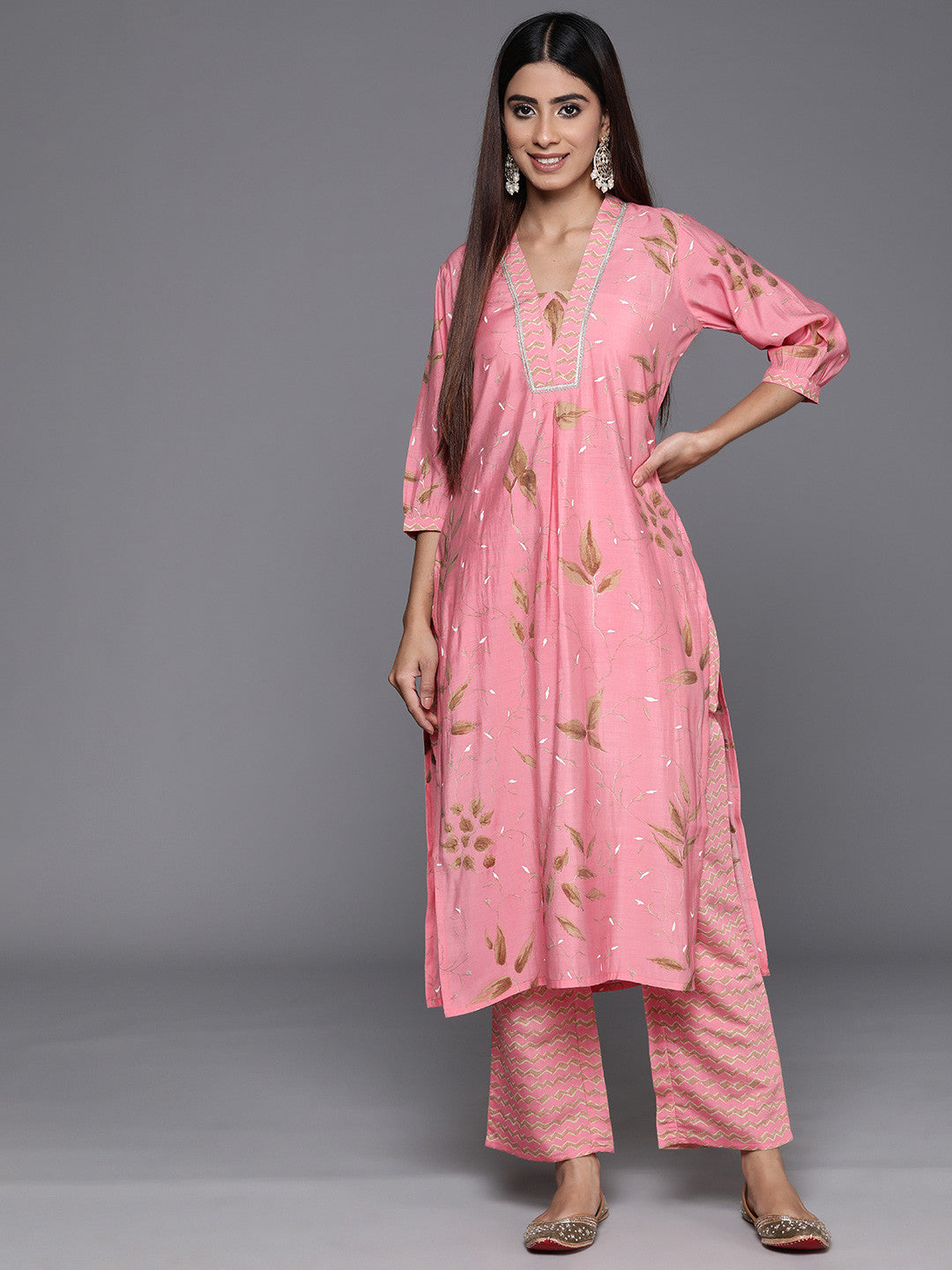 Floral Printed Regular Gotta Patti Kurta with Palazzos