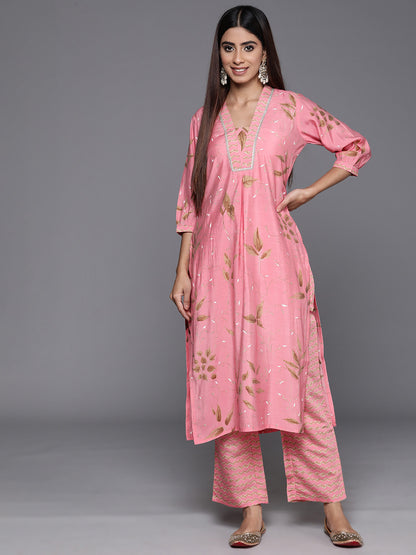 Floral Printed Regular Gotta Patti Kurta with Palazzos
