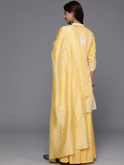 Dhiyona LL Floral Embroidered Sequinned Kurta with Palazzos & Dupatta