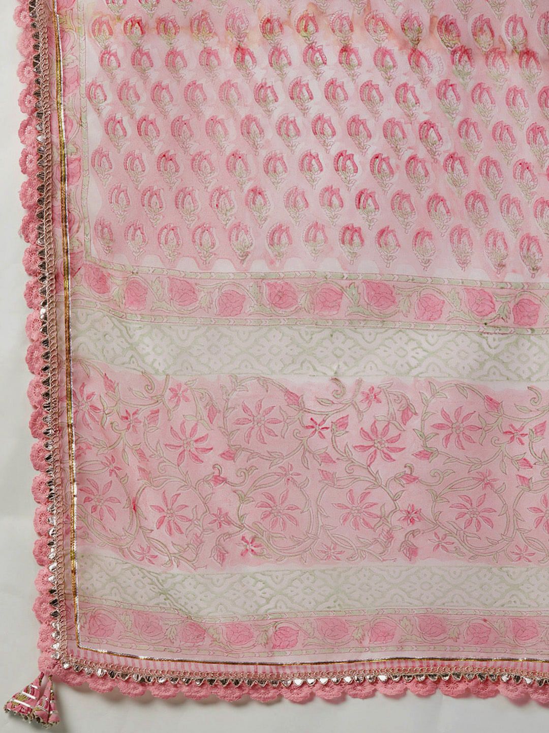 Dhiyona KL Ethnic Motifs Printed Gotta Patti Pure Cotton Straight Kurta & Sharara With Dupatta