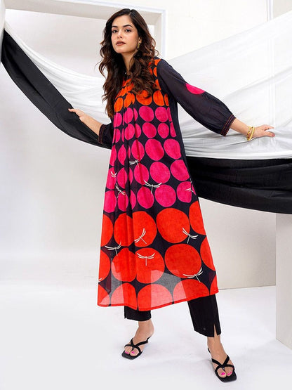 Printed Mandarin Collar Kurta & Trousers