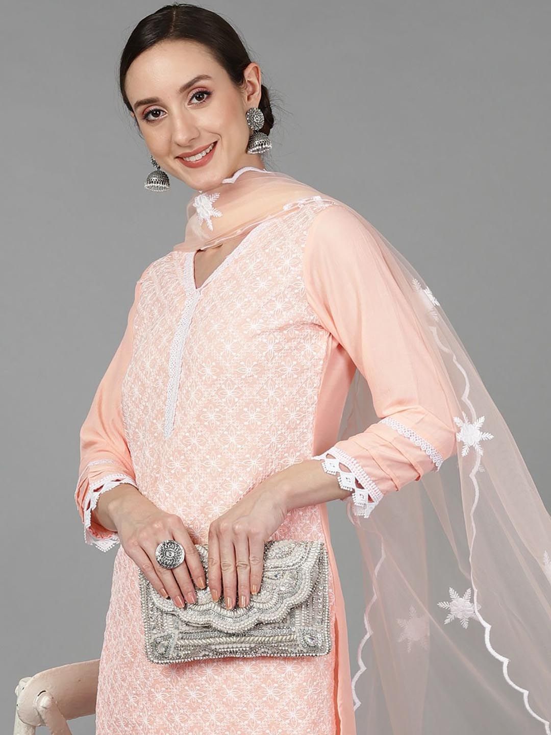 Dhiyona KL Ethnic Motifs Embroidered Regular Thread Work Kurta with Sharara & With Dupatta