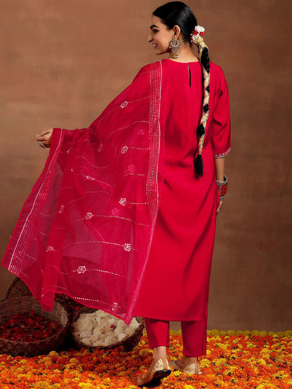 Floral Embroidered Kurta with Trouser & Dupatta