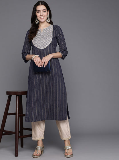 Dhiyona IE Women Ethnic Motifs Embroidered Sequinned Straight Kurta
