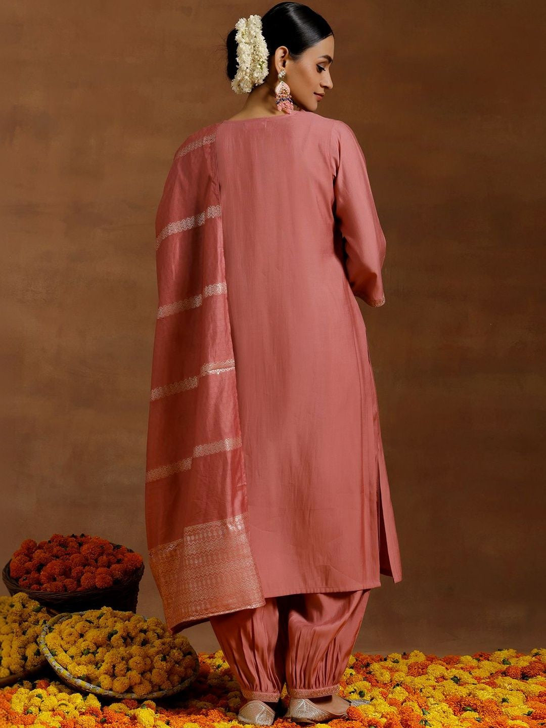 Women Floral Yoke Design Regular Kurta with Salwar & With Dupatta