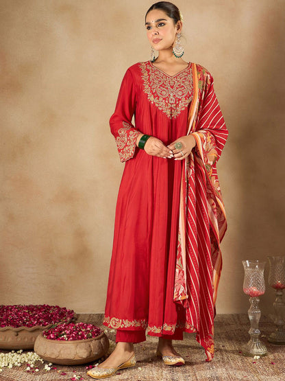 Women Ethnic Motifs Embroidered Empire Kurta with Trousers & Dupatta