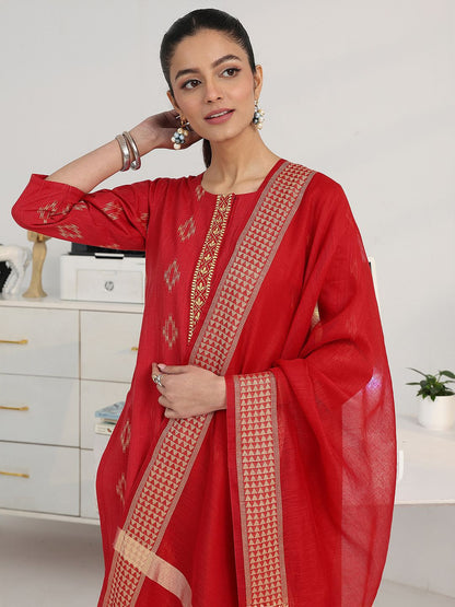 Women Ethnic Motifs Printed Regular Kurta with Trousers & With Dupatta