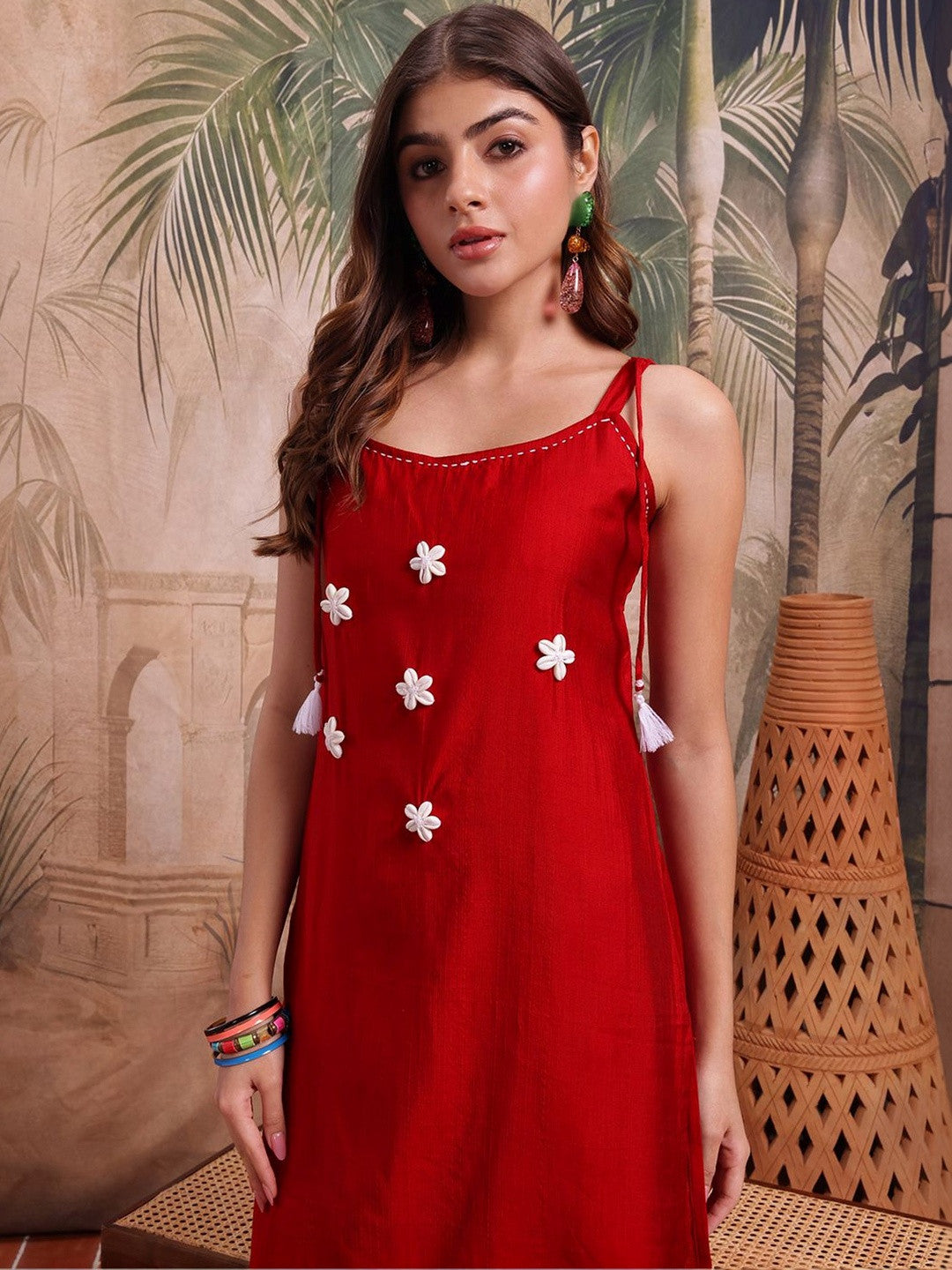 Embroidered Silk Scoop Neck Kurta & Palazzos