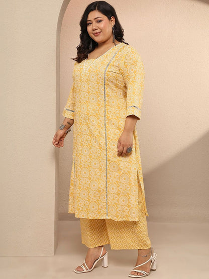 Dhiyona Women's Plus Size Ethnic Motifs Printed Kurta with Trousers & With Dupatta