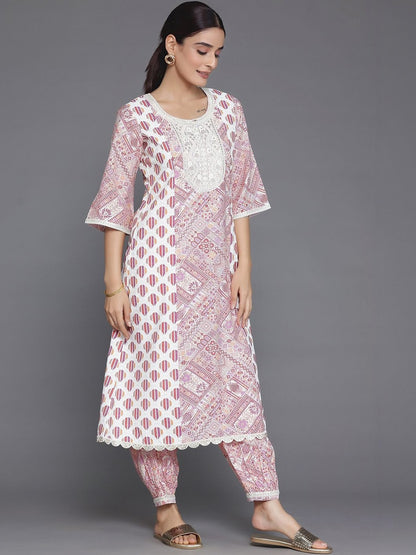 Women Ethnic Motifs Printed Regular Thread Work Kurta with Patiala