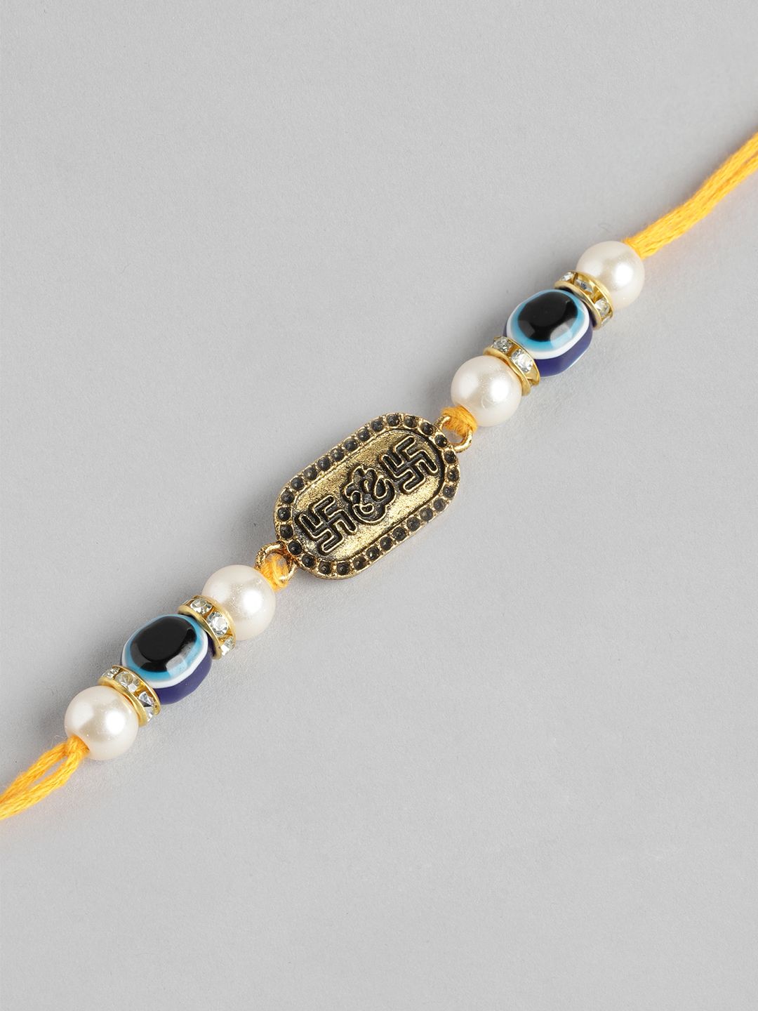 Dhiyona Unisex Set of 2 Beaded Bhai Bhabhi Rakhis With Roli & Chawal