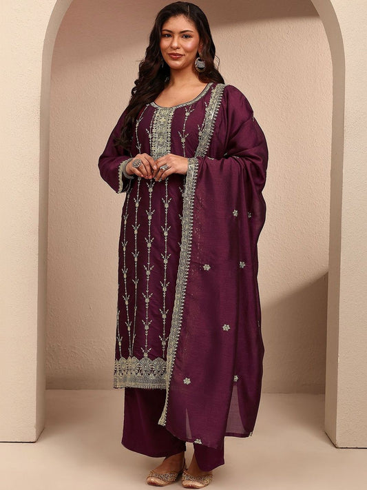 Dhiyona Women's Ethnic Motifs Thread Work Kurta with Trousers & With Dupatta