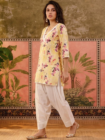 Women Cotton Printed Straight Farshi Salwar Suit Set