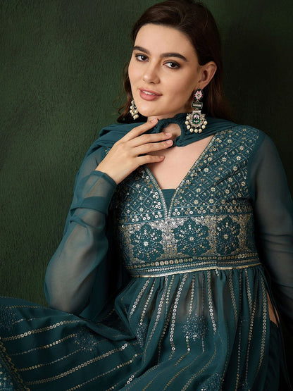 Dhiyona SN Embroidered Nayra Cut Kurta Sets