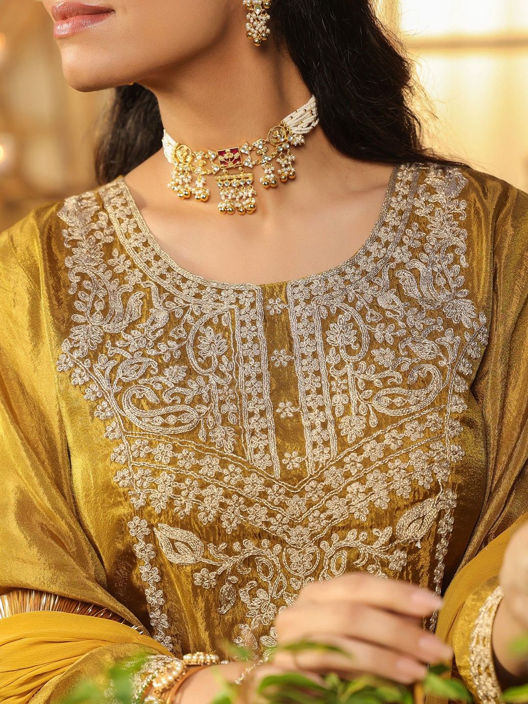 Dhiyona SC Women Ethnic Motifs Embroidered Kurta with Sharara & Dupatta