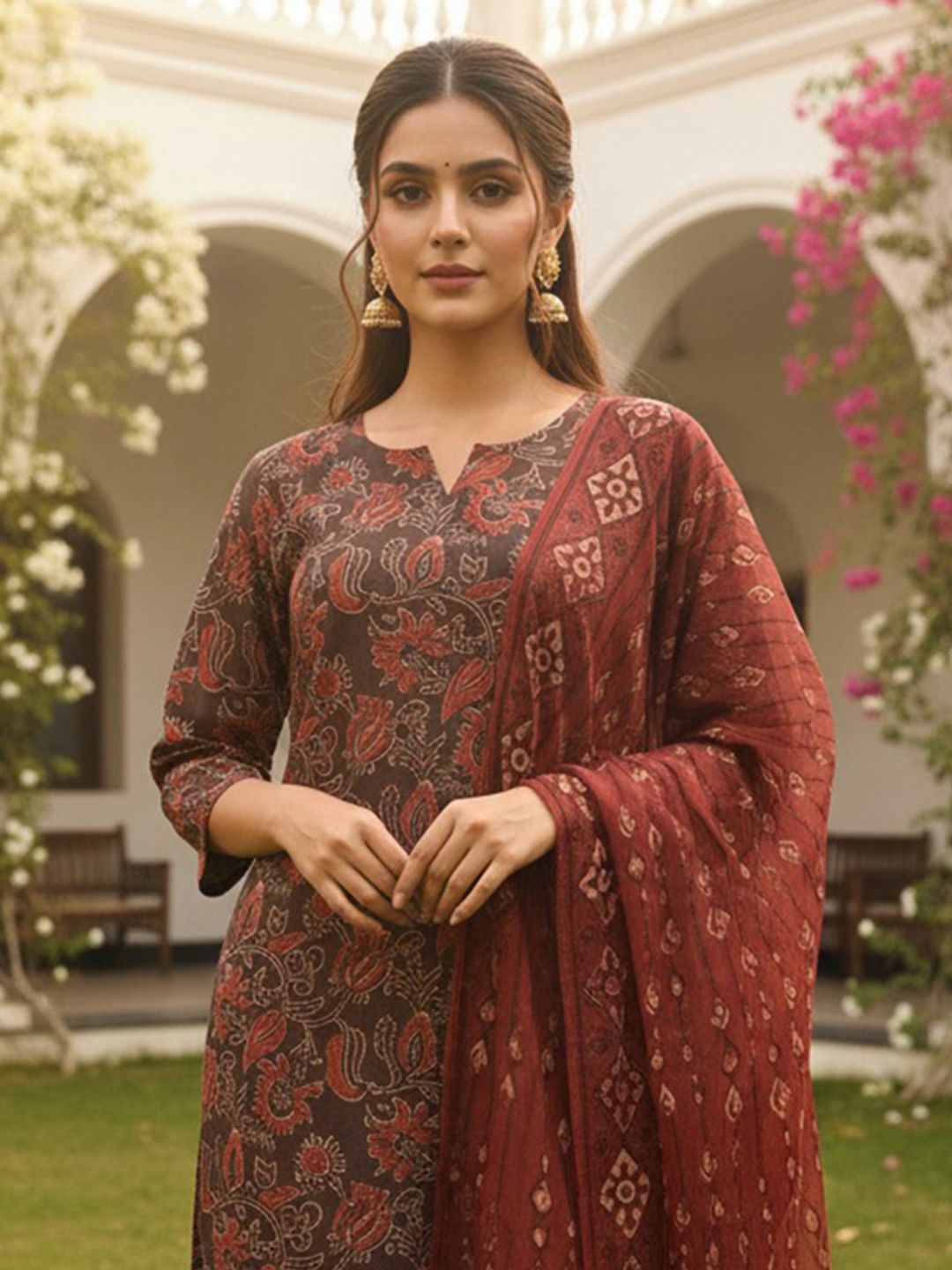 Dhiyona KL Ethnic Motifs Printed Kurta with Trousers & Dupatta