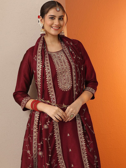 Women Ethnic Motifs Embroidered Regular Kurta with Trousers & Dupatta