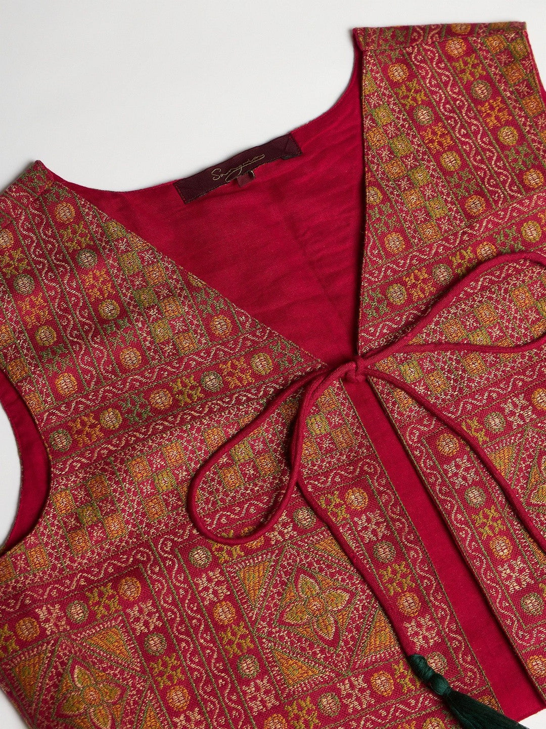 Winter Ethnic three-Piece kurta Set with Tassel-Tie Jacket