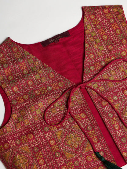 Winter Ethnic three-Piece kurta Set with Tassel-Tie Jacket