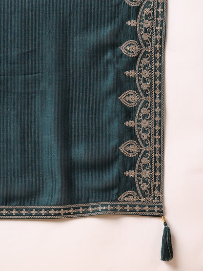 Dhiyona KL Ethnic Motifs Yoke Design Straight Kurta With Palazzos & Dupatta