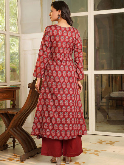 Dhiyona KL Women Floral Printed A-Line Kurta with Palazzo & Dupatta