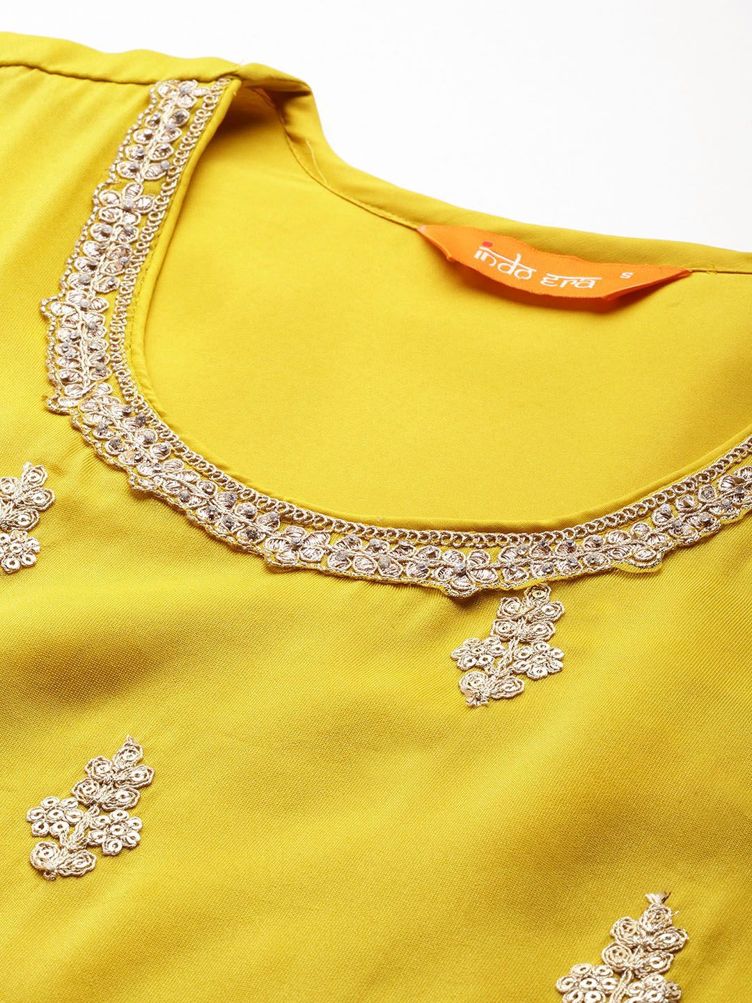 Dhiyona IE Ethnic Motifs Embroidered Sequinned Kurta with Palazzos & With Dupatta