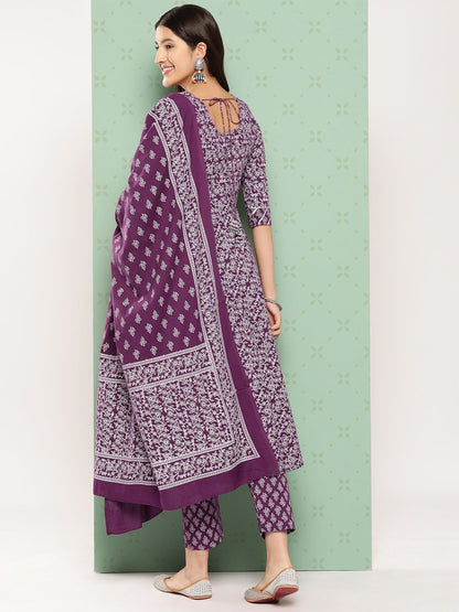 Dhiyona KL Women Ethnic Motifs Printed Empire Gotta Patti Kurta with Trousers & With Dupatta