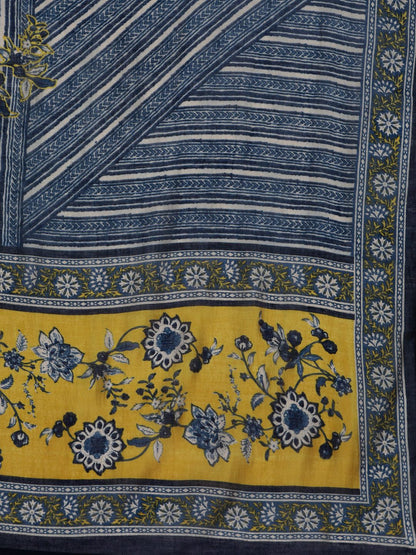 Dhiyona VA Women'sFloral Printed Sequinned Chanderi Silk Straight Kurta With Trouser & Dupatta