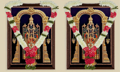 A Pair of Garland with Jasmin Buds Off White 5ft Long, Artificial Garland for Decoration,God Idol, Festivals, Home Decor, Varalakshmi, Diwali,Ugadi & Wedding