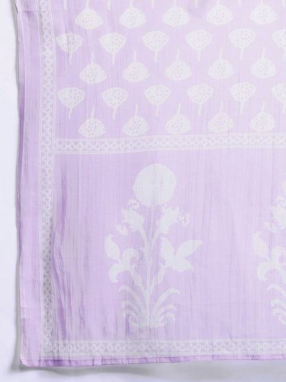 Dhiyona Women's Plus Size Floral Printed Sequinned Pure Cotton Kurta with Trousers & With Dupatta