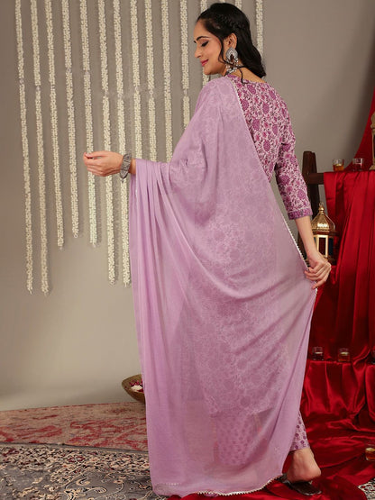 Dhiyona VA Women'sFloral Printed Regular Gotta Patti Pure Cotton Kurta With Trousers & Dupatta