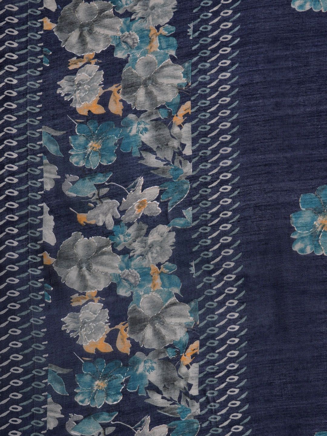 Blue Floral Printed Zari Embroidered Kurta with Trouser & Dupatta