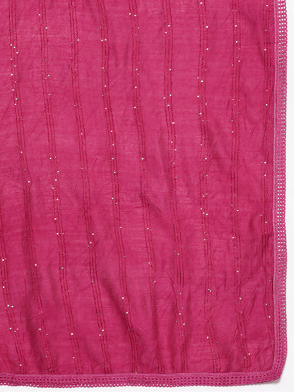 Ethnic Motifs Embroidered Regular Sequinned Kurta with Trousers & Dupatta