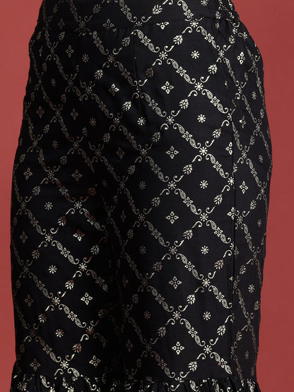 Dhiyona AN Tyohaar Foil Print Kurta with Sharara & Dupatta
