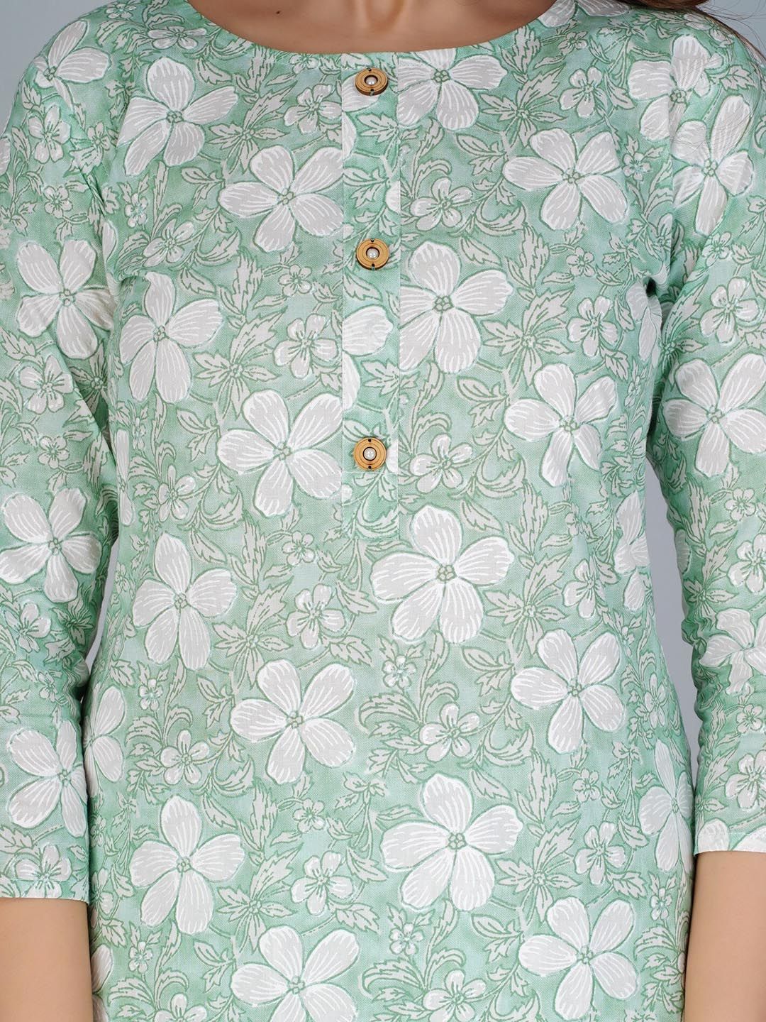 Dhiyona KL Floral Printed Regular Pure Cotton Kurta with Palazzos & With Dupatta
