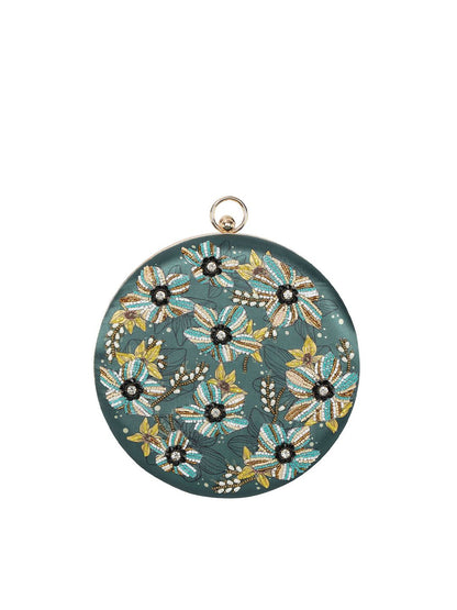 Dhiyona NR Women Embroidered Fabric Box Clutch