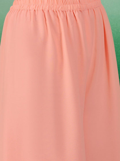 Dhiyona KL Floral Embroidered V-Neck Cuffed Sleeves Thread Work Kurta ,Palazzos & Dupatta