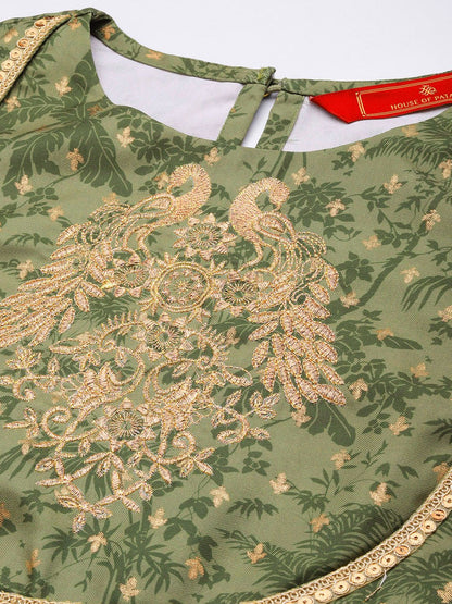 Dhiyona HOP Floral Printed Regular Sequinned Jashn Kurta with Sharara & Dupatta