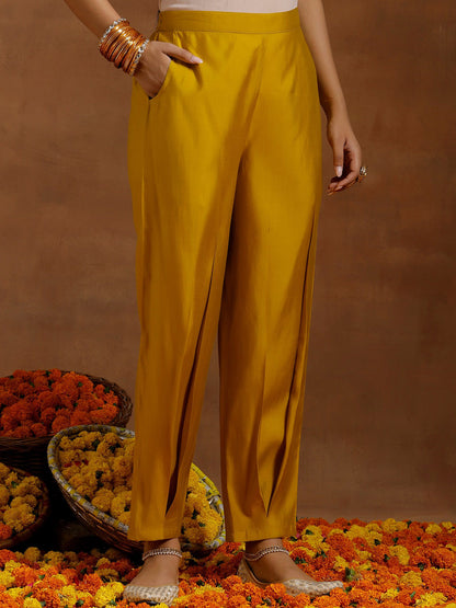 Floral Yoke Design Sequinned Straight Kurta With Salwar & Dupatta