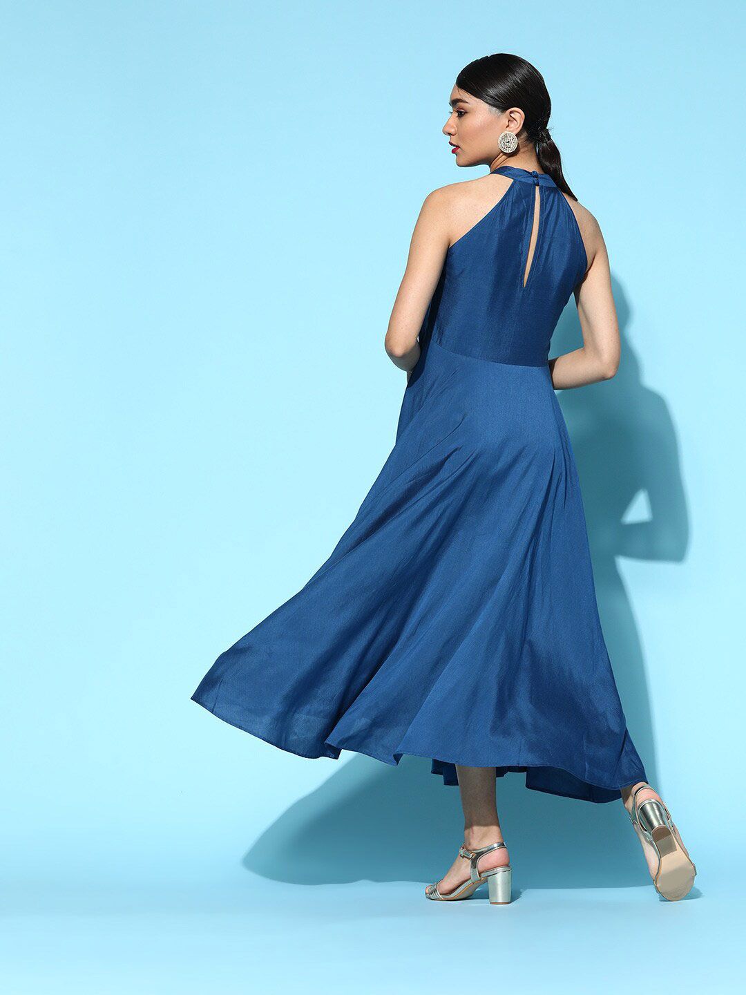 Dhiyona AY Women's Blue Halter Neck Long Dress