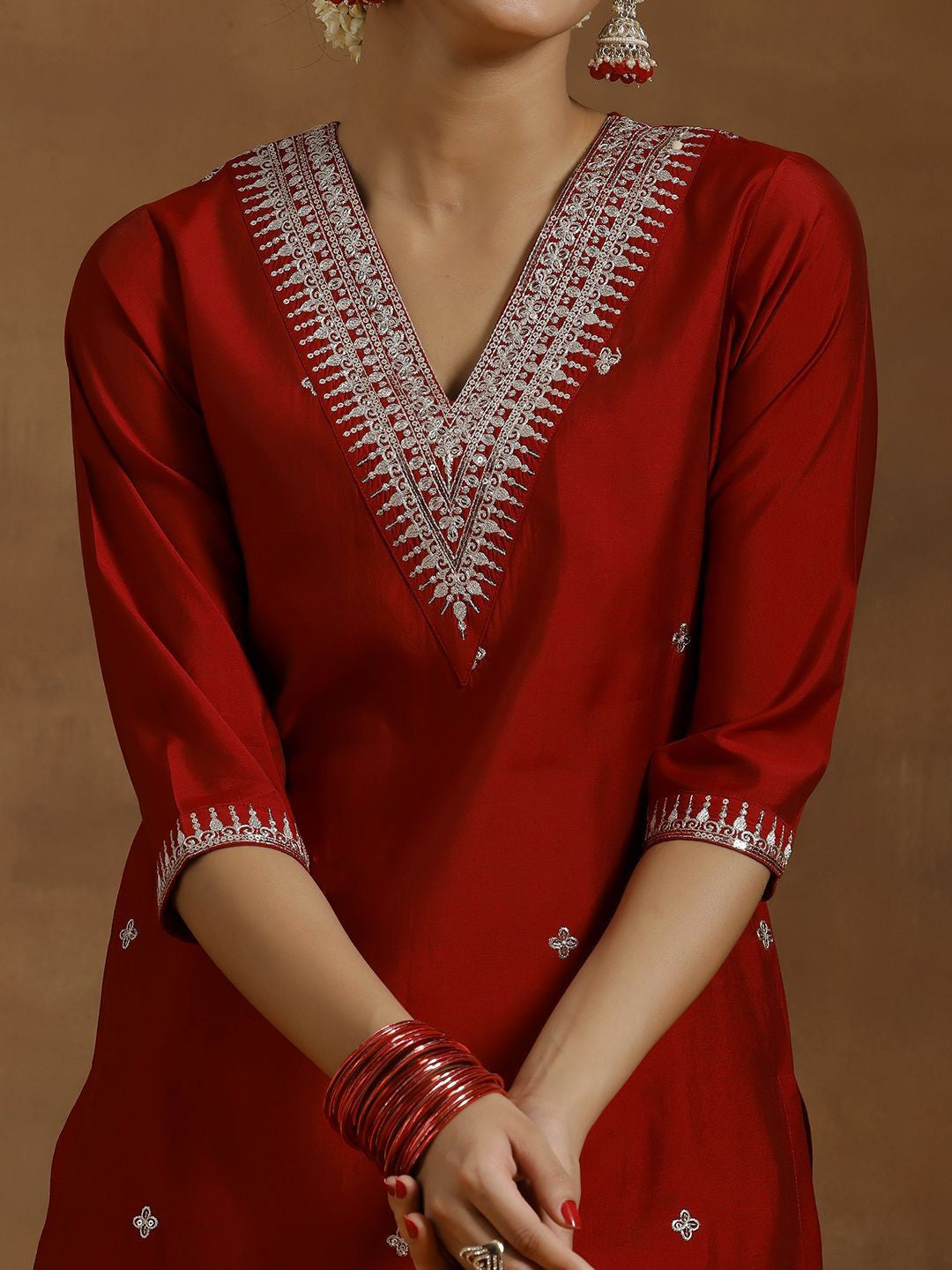 Women Ethnic Motifs Embroidered Regular Kurta with Trousers