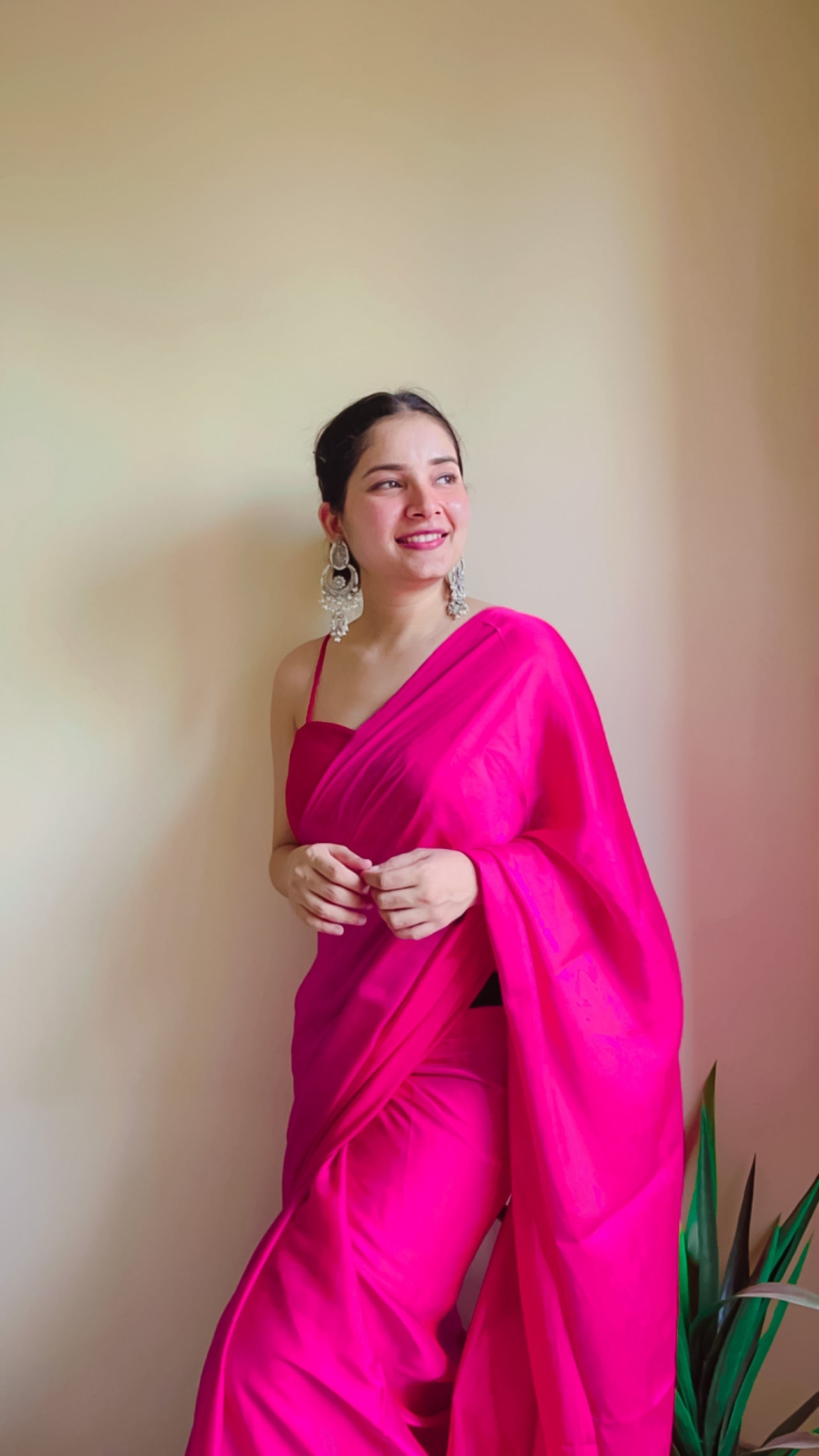 Dhiyona ST Fuchsia Flush Paradise Satin Saree