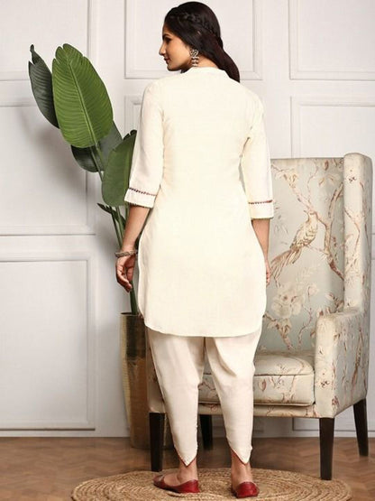 Dhiyona IS Women's Women Printed Pure Cotton Kurta with Dhoti Pants