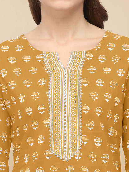 Dhiyona KL Women Mustard Yellow Kurta with Palazzos & With Dupatta