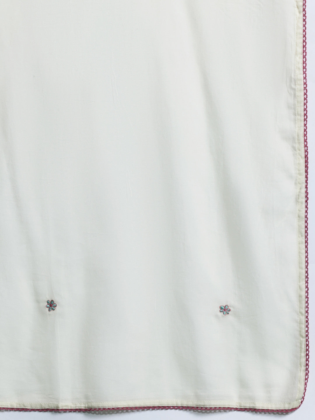 Floral Embroidered Empire Thread Work Pure Cotton Kurta with Trousers & Dupatta