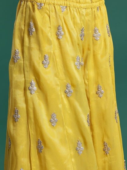 Dhiyona IE Ethnic Motifs Embroidered Sequinned Kurta with Palazzos & With Dupatta
