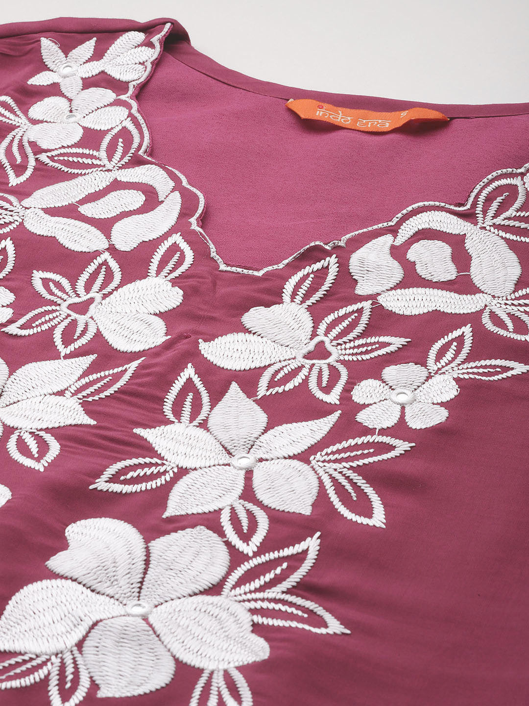 Floral Embroidered Thread Work Kurta with Trousers & Dupatta