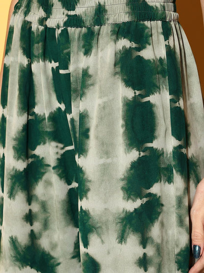 Dhiyona VA Women Green Embroidered Sequinned Kurta with Sharara & Dupatta
